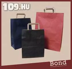 Papír szalagfüles táska nyomatlan 22 x 28 x 11 bordó, kék, fekete (1000 db)