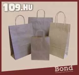 Sodrott papírfüles táska nyomatlan barna 18 x 23 x 8 (1000 db)