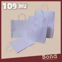 Sodrott papírfüles táska nyomatlan fehér 18 x 23 x 8 (1000 db)