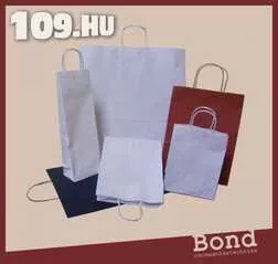 Sodrott papírfüles táska nyomatlan dupla boros fehér 16 x 43 x 9 (1000 db)